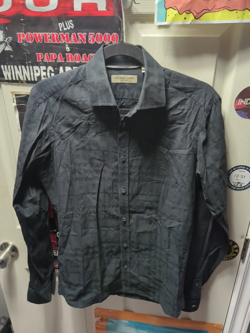 Burberry London Long Sleeve Button Up Shirt Mens Tailored 14.5-37 (M) Black
